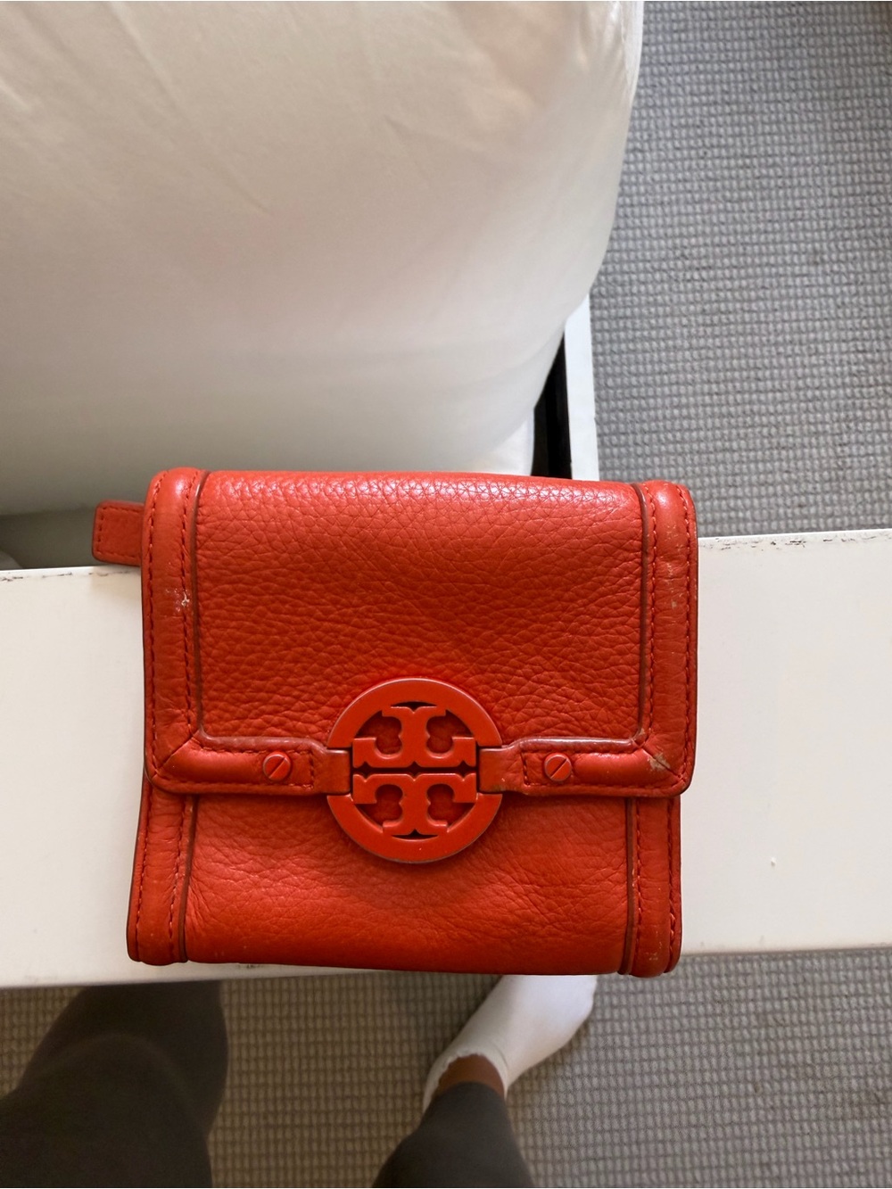 Tory Burch orange Leather Trifold Wallet